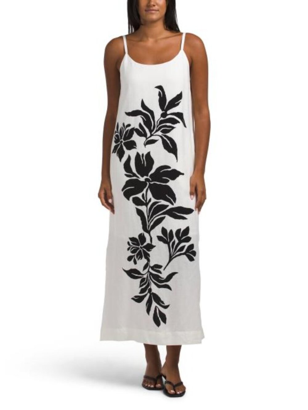 TAHARI Linen Blend Maxi Dress
